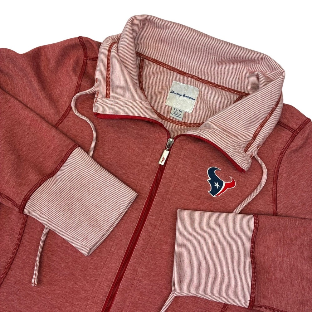 Tommy Bahama Jacket Women XL Red Houston Texans Full Zip Funnel Neck NFL Gear